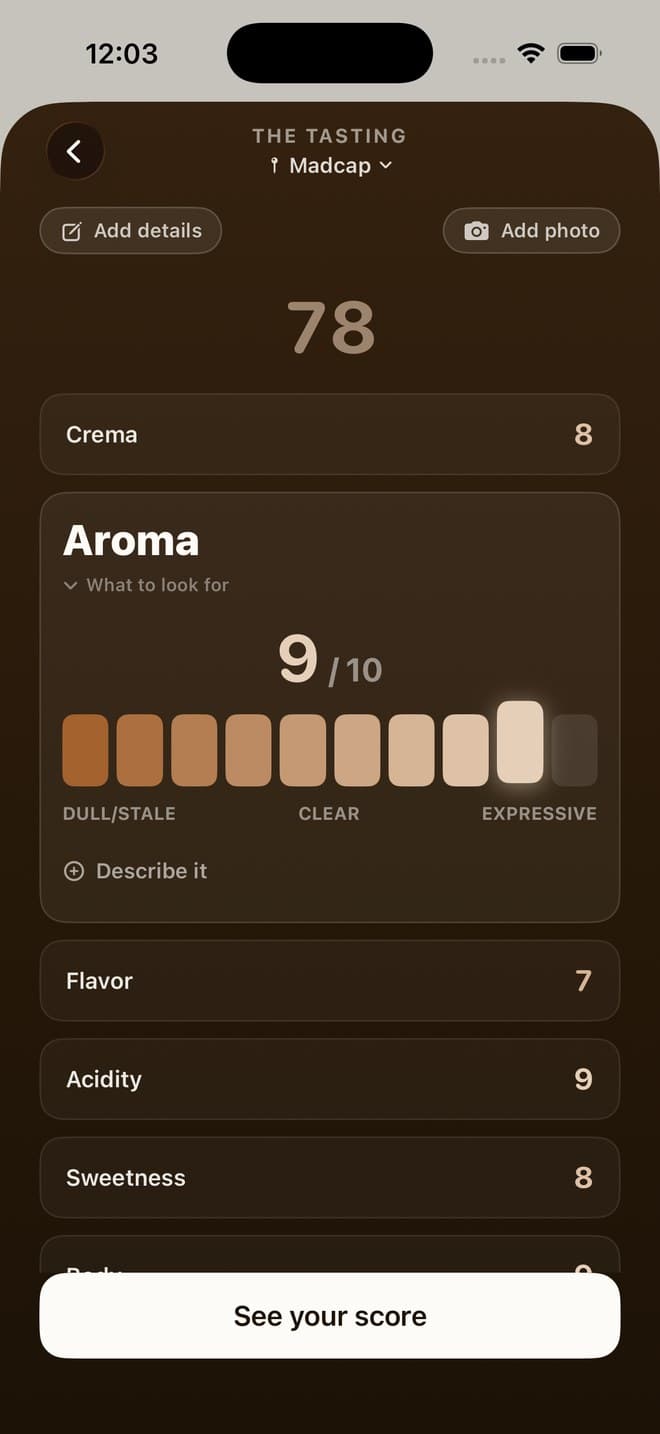 The read — the score, tastes-like notes, and the full profile